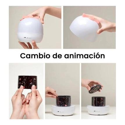 Proyector Velador Giratorio Niños Luz Led Multiples Figuras Blanco