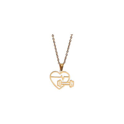 Collar Colgante Con Diseño De Corazón Y Mancuerna Gym Fitnes