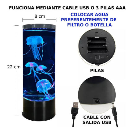 Lampara Acuario De Medusas Jellyfish Luz Led Multicolor Rgb