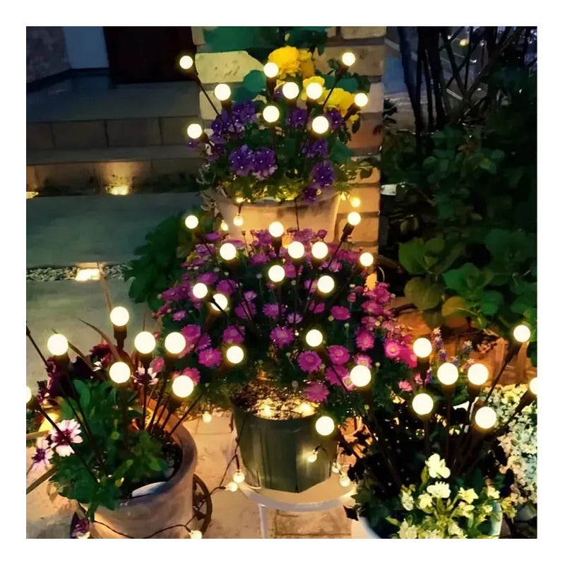 Luz Solar Led Bombitas Artificial Con Estaca Jardín Navidad