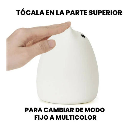 Veladora Gato Lampara Gatito Luz De Noche Silicona Niños Blanco Multicolor