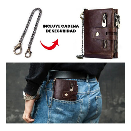 Billetera De Cuero Genuino Rfid Para Hombre Calidad Premium