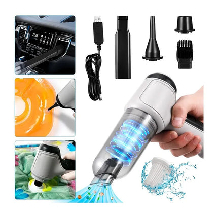 Aspiradora De Mano Para Auto Inalambrica Recargable 4 En 1 Gris