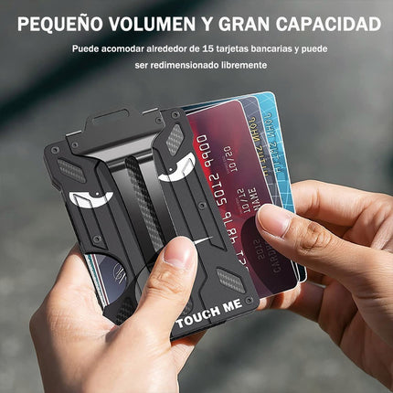 Cartera Rfid Hombre Tarjetero Billetera Fibra De Carbono Color Negro