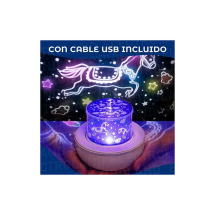 Proyector Velador Giratorio Niños Luz Led Multiples Figuras Blanco