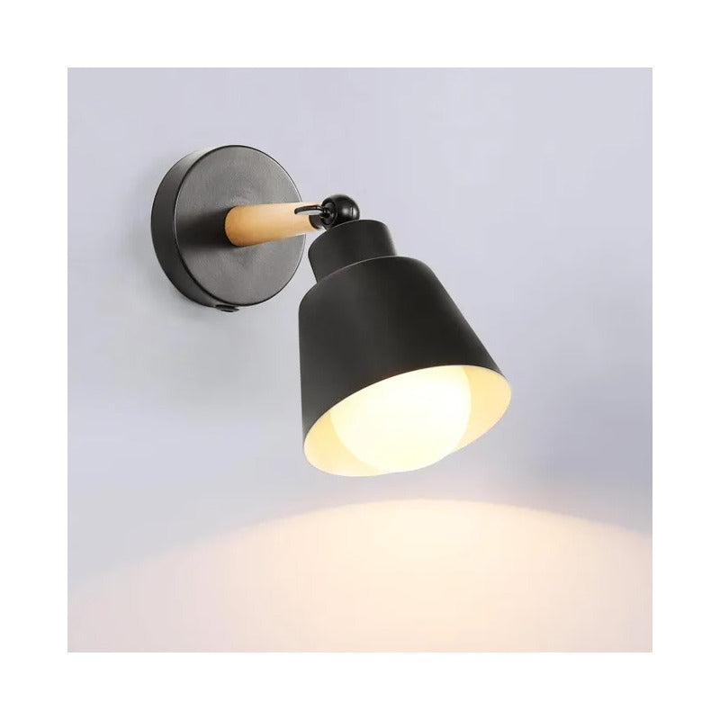 Aplique Estilo Nórdico De Metal Y Madera Con Interruptor