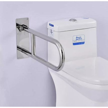 Barra Agarradera Rebatible De Apoyo Doble Articulada De Baño Plateado