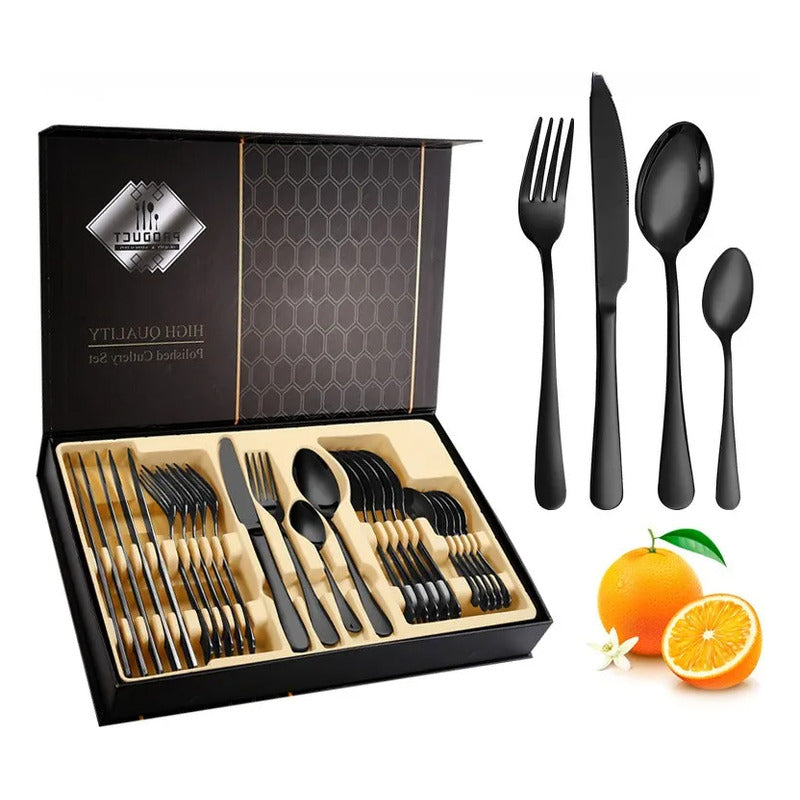 Set Juego De Cubiertos 24 Piezas Finos Acero Inoxidable