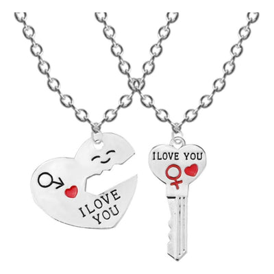 Collar Colgante Diseño De Llave Y Corazón Para Compartir