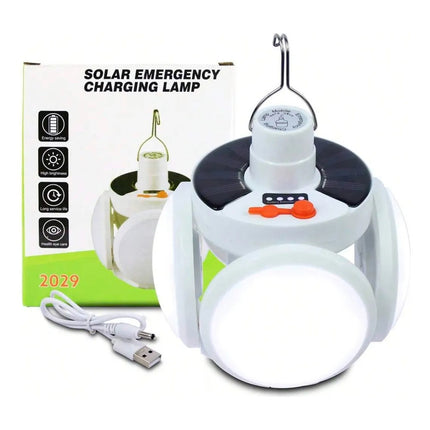 Luz Lampara Solar Led Recargable Para Camping U Hogar 5aspas Blanco