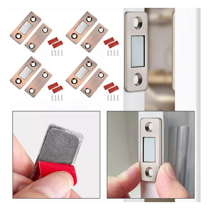 Imanes Resistentes Para Cajones O Puertas De Acero X4 Plateado Rectangular Brillante