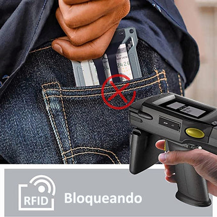 Billetera Rfid Slim Banna Fibra De Carbono Con Clip Y Ranura Id Plateado