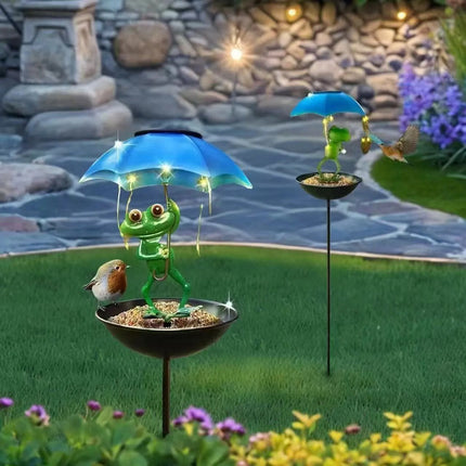 Rana De Decoración Exterior Jardín Con Luces Led Carga Solar Verde Rana