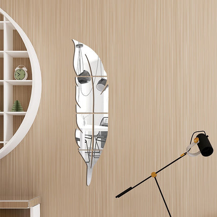 Vinilo Adhesivo Diseño De Pluma Espejo Decorativo 73x15 Cm Espejo