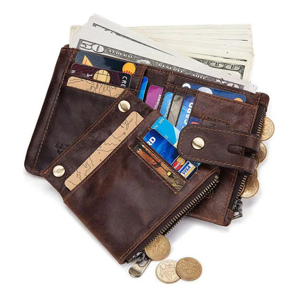 Billetera De Cuero Genuino Rfid Para Hombre Calidad Premium