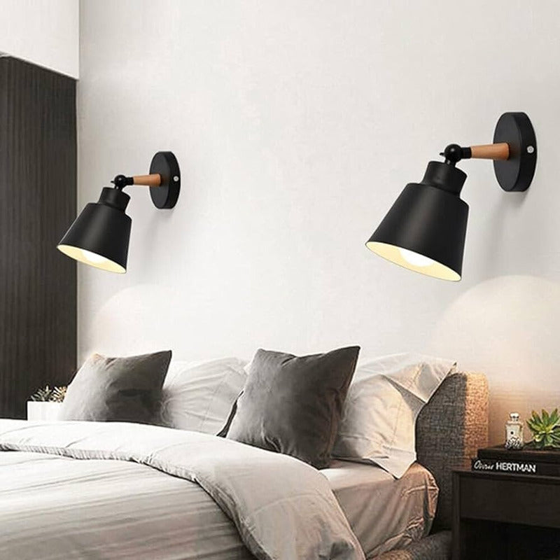 Aplique Estilo Nórdico De Metal Y Madera Con Interruptor