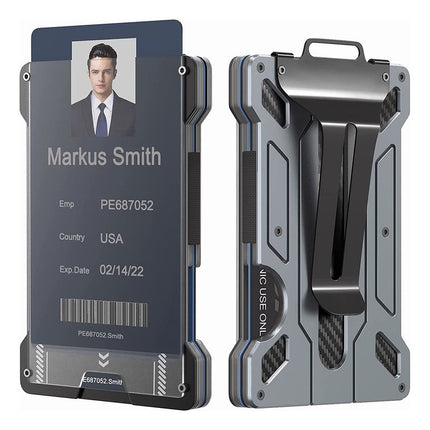 Billetera Rfid Slim Banna Fibra De Carbono Con Clip Y Ranura Id Plateado
