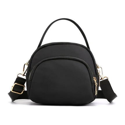 Bandolera Bolso Crossbody Doble Repartición Para Mujer Negro Lisa