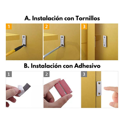 Imanes Resistentes Para Cajones O Puertas De Acero X4 Plateado Rectangular Brillante