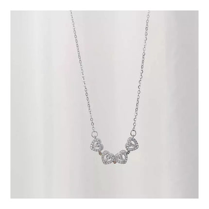 Collar Doble Forma Trébol Y Corazón Magnético Acero Plateado