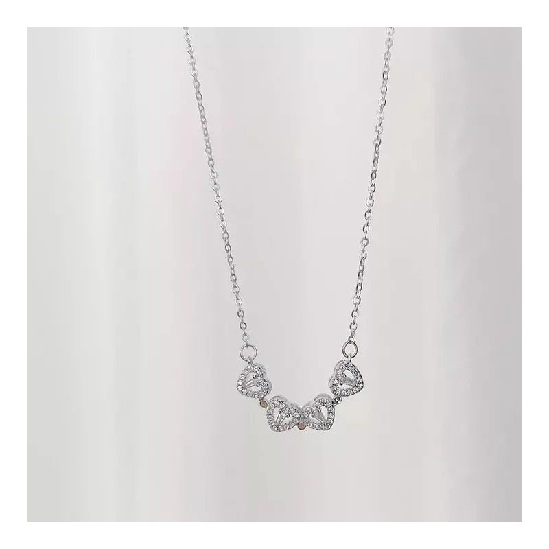 Collar Doble Forma Trébol Y Corazón Magnético Acero
