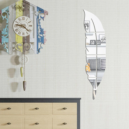 Vinilo Adhesivo Diseño De Pluma Espejo Decorativo 73x15 Cm Espejo