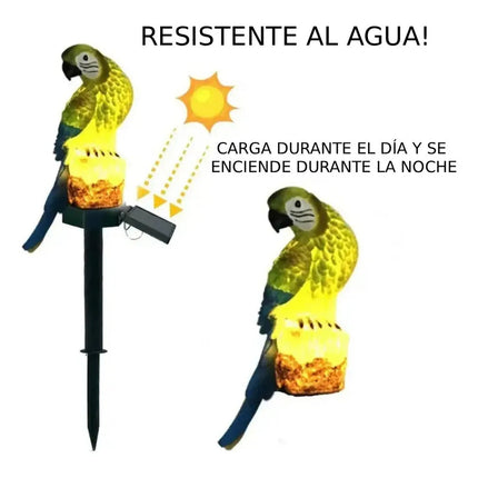 Pack X2 Loros Led Estaca Jardin Recargable Panel Solar Verde Y Rojo