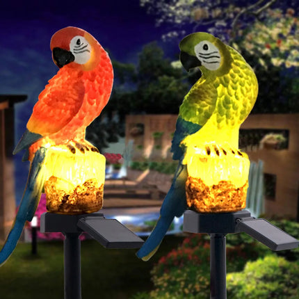 Loro Led Estaca Adorno De Jardin Recargable Panel Solar Verde