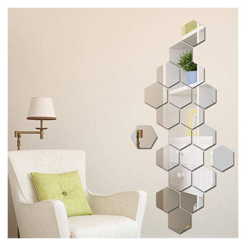 Vinilos Adhesivos Set De 12 Espejos Decorativos Hexagonales