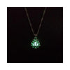 Collar Cadena Colgante Flor De Loto Fluorescente Verde