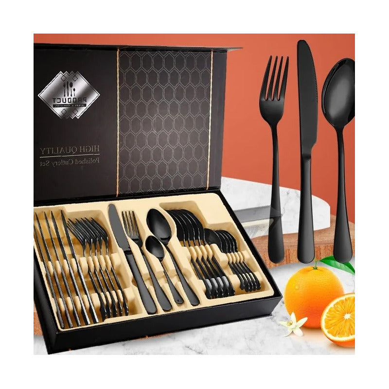 Set Juego De Cubiertos 24 Piezas Finos Acero Inoxidable