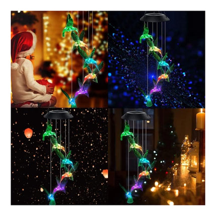 Llamador De Angeles Colgante Colibri Picaflor Carga Solar Multicolor