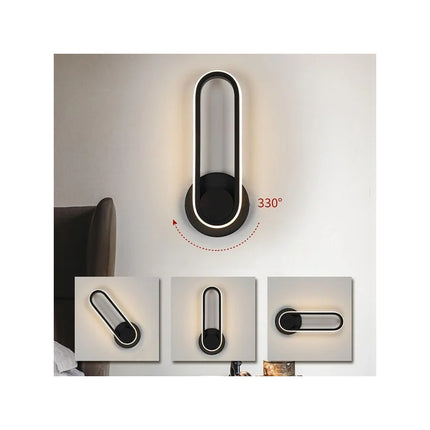 Aplique Led Interior Dormitorio Calida Giratoria 330° Negro