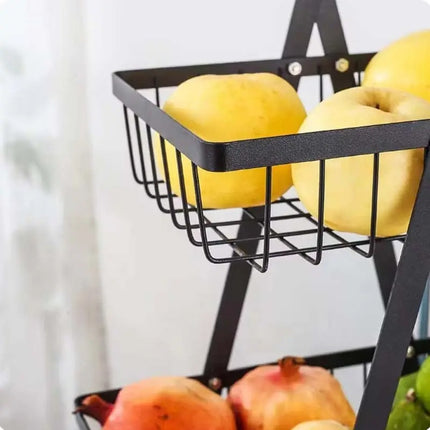 Canasto Estante Organizador 3 Niveles Frutera Huevera Panera Negro