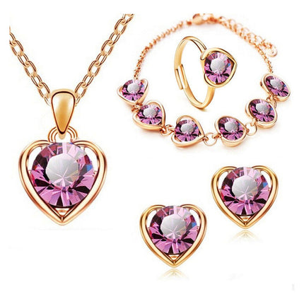 Pack De Collar Caravanas Anillo Y Pulsera Combo Bijouterie Rosa Chicle