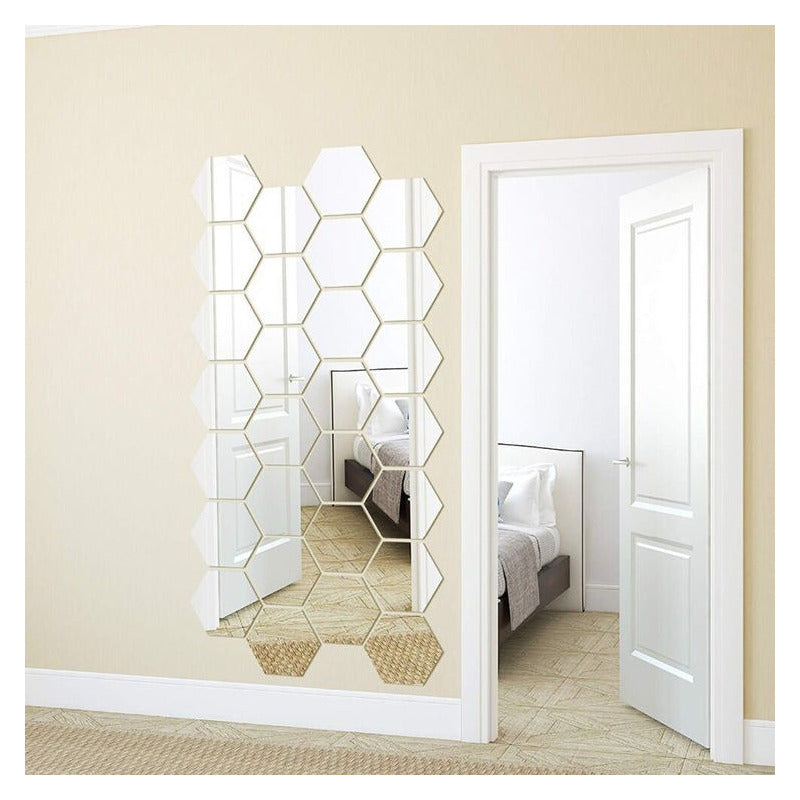 Vinilos Adhesivos Set De 12 Espejos Decorativos Hexagonales