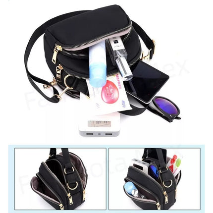 Bandolera Bolso Crossbody Doble Repartición Para Mujer Negro Lisa