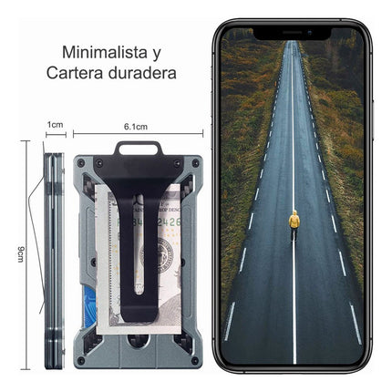 Billetera Rfid Slim Banna Fibra De Carbono Con Clip Y Ranura Id Plateado