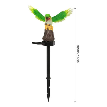Adorno Colibri Picaflor Led De Jardin Recargable Panel Solar Verde