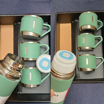 Set Termo 500ml Y 3 Mini Tazas Vaso Termico Calidad