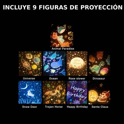 Proyector Velador Giratorio Niños Luz Led Multiples Figuras Blanco