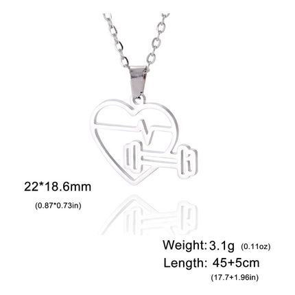 Collar Colgante Con Diseño De Corazón Y Mancuerna Gym Fitnes