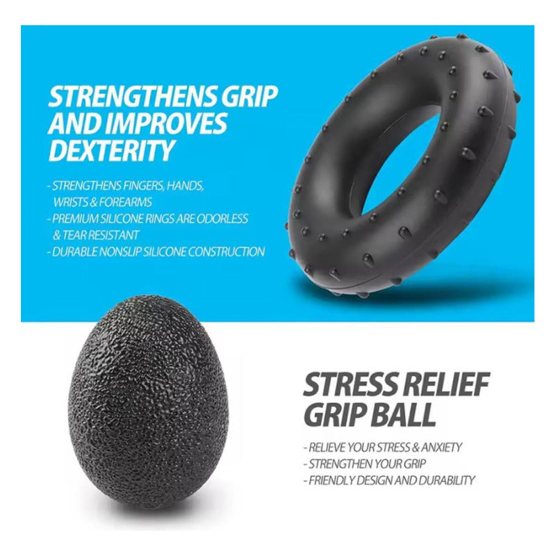 Set Hand Grip Ejercitador Manos Dedos Y Antebrazo 10-60 Kg