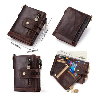 Billetera De Cuero Genuino Rfid Para Hombre Calidad Premium
