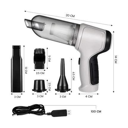 Aspiradora De Mano Para Auto Inalambrica Recargable 4 En 1 Gris