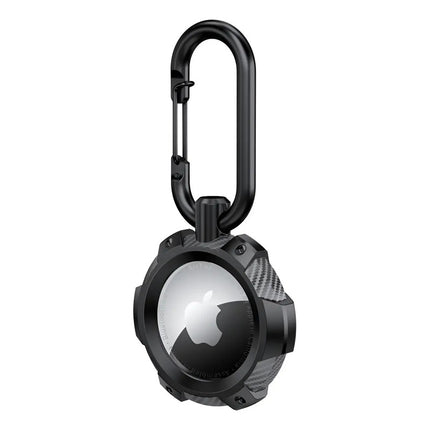 Case Protector Con Gancho Fibra De Carbon Para Apple Airtag Negro