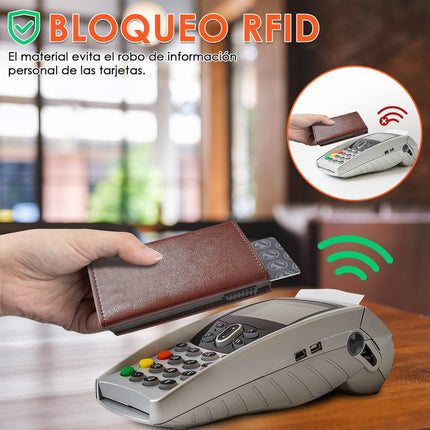 Billetera Con Tarjetero Rfid Antirrobo Premium Con Monedero