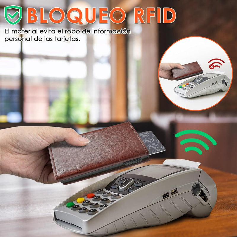 Billetera Con Tarjetero Rfid Antirrobo Premium Con Monedero