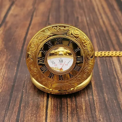 Reloj De Bolsillo De Metal Retro Vintage Clasico Con Cadena Dorado