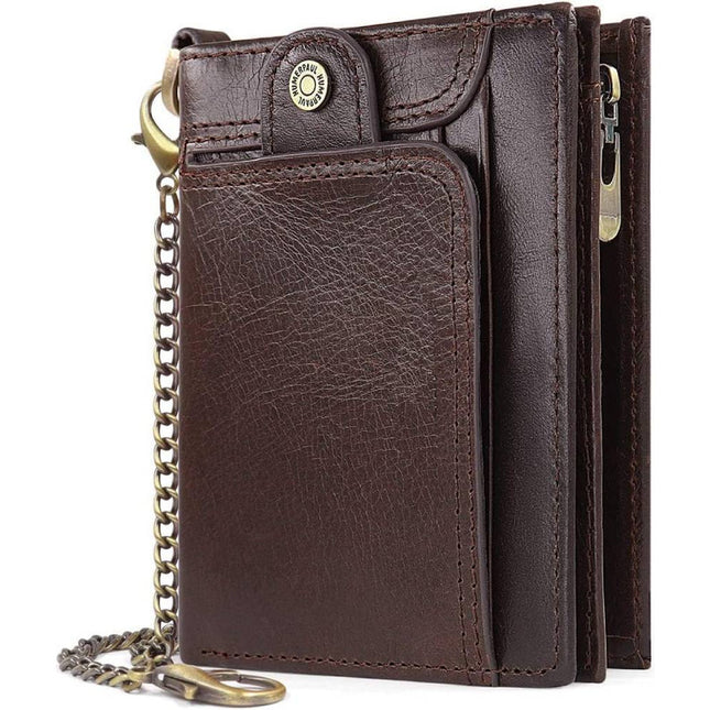 Billetera De Hombre Cuero Rfid Con Bolsillos Broche Y Cierre